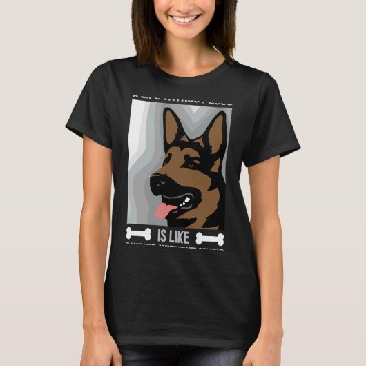 ドイツおもしろいの羊飼いの犬のオーナー Tシャツ (正面)
