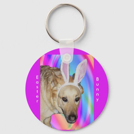 ドイツおもしろいの羊飼い犬とイースターバニーの耳 キーホルダー (裏面)