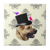 ドイツおもしろいの羊飼い犬 タイル (正面)