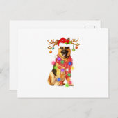 ドイツおもしろいシェパードサンタハットクリスマスライトギフトD 案内ポストカード (正面/裏面)