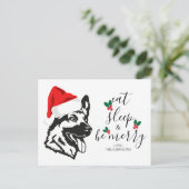 ドイツおもしろいシェパードSanta Hatスクリプトクリスマス シーズンポストカード (スタンド正面)
