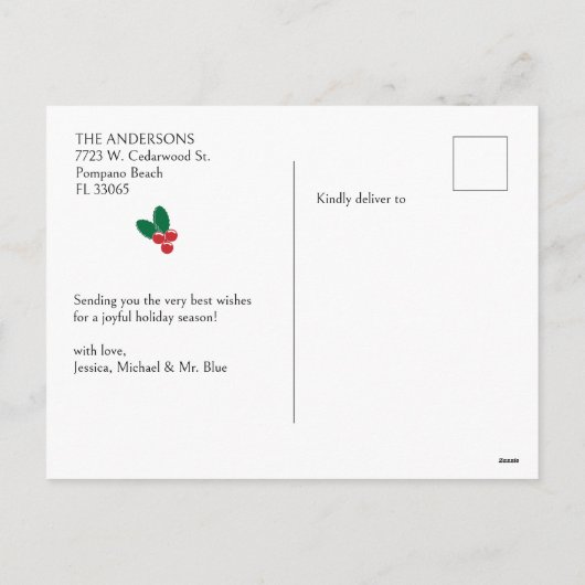 ドイツおもしろいシェパードSanta Hatスクリプトクリスマス シーズンポストカード (裏面)