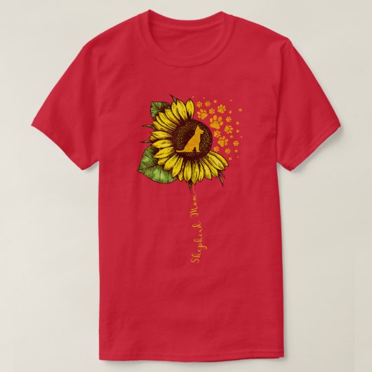ドイツおもしろい羊飼い母ひまわり母の日D Tシャツ (デザイン正面)