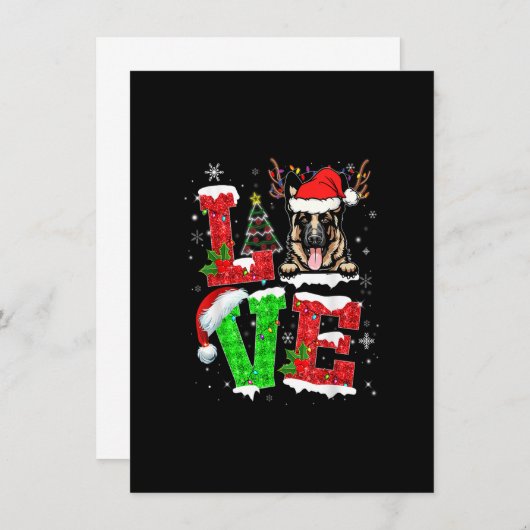 ドイツおもしろい羊飼い犬の木クリスマスライトXm 招待状 (正面/裏面)