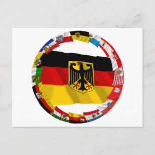 ドイツとそのカレンダーなびく国旗 ポストカード