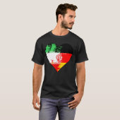 ドイツとイランのハートの伝統旗 Tシャツ (正面フル)