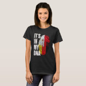 ドイツとインドネシアのDNA遺伝的背景フラグ Tシャツ (正面フル)