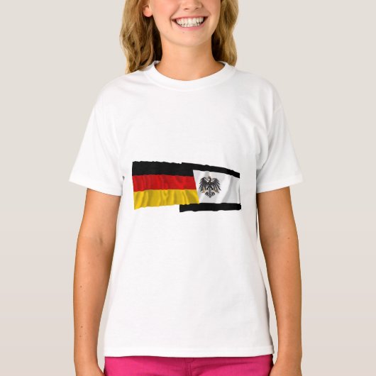 ドイツとスイスなびく国旗 Tシャツ (正面)