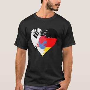 ドイツと韓国のハートハート遺産の旗 Tシャツ