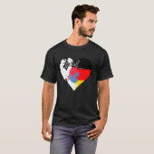 ドイツと韓国のハートハート遺産の旗 Tシャツ (正面フル)