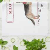 ドイツのおもしろい牧羊犬 キッチンタオル (折り畳み)