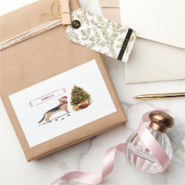 ドイツのおもしろい牧羊犬 長方形シール