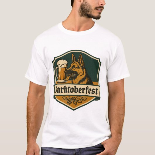 ドイツのおもしろい羊飼いTシャツ「Barktoberfest」 Tシャツ (正面)