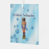 ドイツのくるみ割り人形 - Fröhliche Weihnachten ガラスオーナメント (正面左)