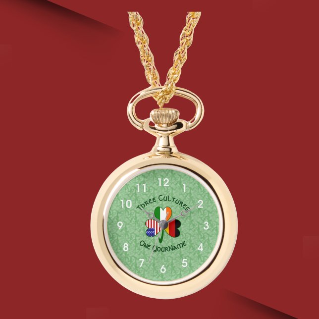 ドイツのアイリッシュアメリカンシャムロパーソナライズされたック 腕時計 (クリエイターアップロード済み)