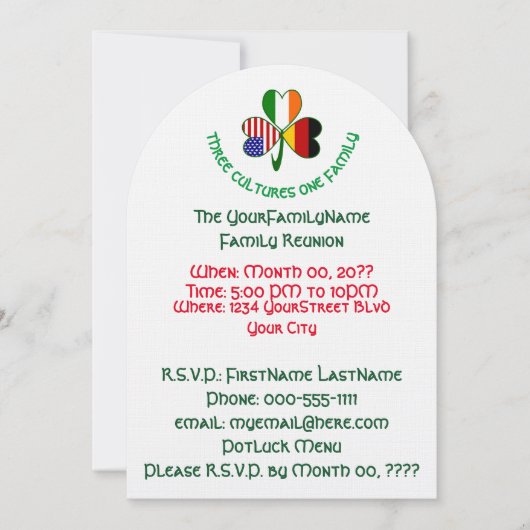 ドイツのアイリッシュアメリカンシャームロックファミリー懇親会 招待状 (正面)