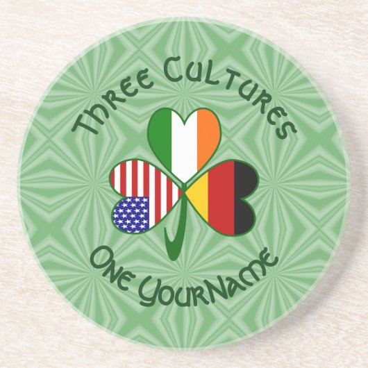 ドイツのアイルランド系アメリカ国旗のシャムロパーソナライズされたック コースター (正面)