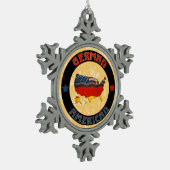 ドイツのアメリカ国旗のクリスマスツリー装飾 スノーフレークピューターオーナメント (左)