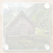 ドイツのアルプスにあるオバーゼー湖のボートハウス ガラスコースター (裏面)