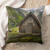 ドイツのアルプスにあるオバーゼー湖のボートハウス クッション (ブランケット)
