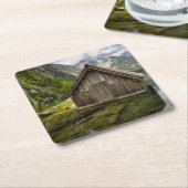 ドイツのアルプスにあるオバーゼー湖のボートハウス スクエアペーパーコースター (アングル)