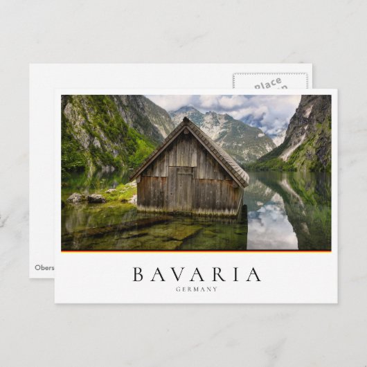 ドイツのアルプスにあるオバーゼー湖のボートハウス ポストカード (正面/裏面)