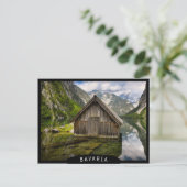 ドイツのアルプスにあるオバーゼー湖のボートハウス ポストカード (スタンド正面)