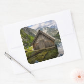 ドイツのアルプスのオブエルシー湖のボートハウス スクエアシール (封筒)