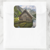 ドイツのアルプスのオブエルシー湖のボートハウス スクエアシール (バッグ)