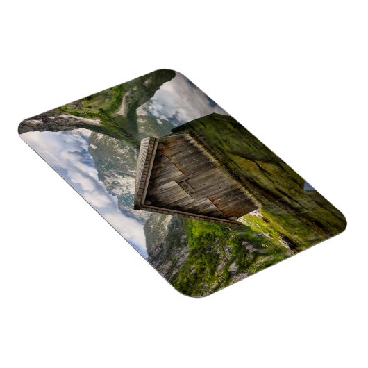 ドイツのアルプスのオブエルシー湖のボートハウス マグネット (右側)