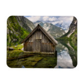 ドイツのアルプスのオブエルシー湖のボートハウス マグネット (横)