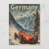 ドイツのアルプスのヴィンテージレーシングカー ポストカード (正面)