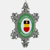 ドイツのエンジェルクリスマスパーソナライズされた国旗 スノーフレークピューターオーナメント (左)