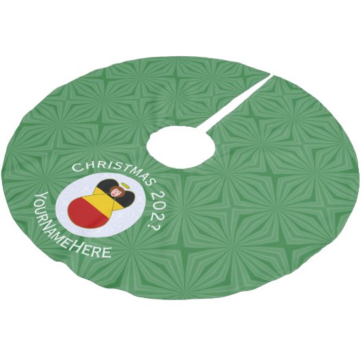 ドイツのエンジェルクリスマスパーソナライズされた国旗 ブラッシュドポリエステルツリースカート (アングル)