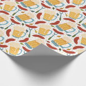 ドイツのオクトバーフェストのビールとソーセージ ラッピングペーパー (角)