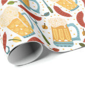 ドイツのオクトバーフェストのビールとソーセージ ラッピングペーパー (ロールコーナー)