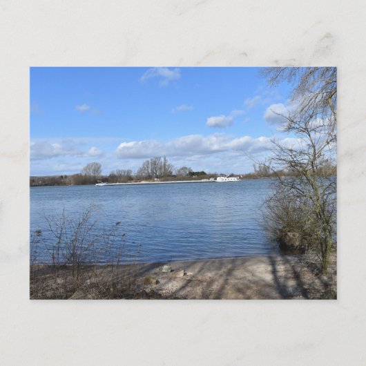 ドイツのオッペンハイムの川の船 ポストカード (正面)