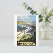 ドイツのオートバーン・ヴィンテージ旅行ポスター復元 ポストカード (スタンド正面)