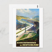 ドイツのオートバーン・ヴィンテージ旅行ポスター復元 ポストカード (正面/裏面)