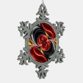 ドイツのカラーを使用したピュータースノーフレークオーナメント スノーフレークピューターオーナメント (左)