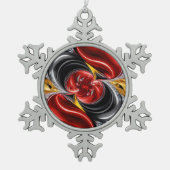 ドイツのカラーを使用したピュータースノーフレークオーナメント スノーフレークピューターオーナメント (正面)