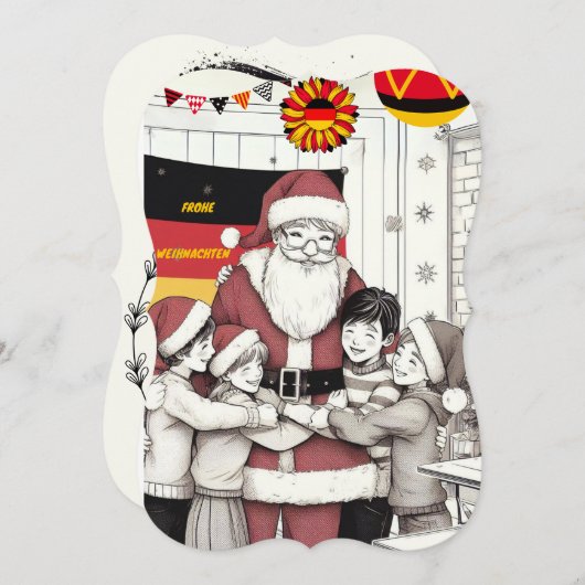 ドイツのカード : クラスメイトのクリスマス (正面/裏面)