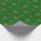 ドイツのクリスマスのギフトは緑の覆いの紙を包みます ラッピングペーパー (角)