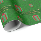 ドイツのクリスマスのギフトは緑の覆いの紙を包みます ラッピングペーパー (ロールコーナー)