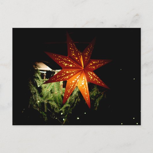ドイツのクリスマスの市場の星のランタン シーズンポストカード (正面)