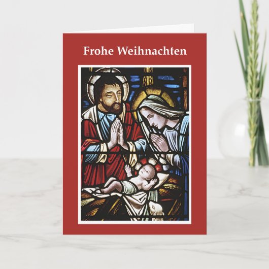 ドイツのクリスマスカード、ステンドグラス、神聖な家族 シーズンカード (正面)