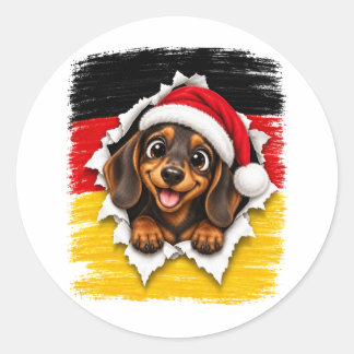 ドイツのクリスマスダックスフント ラウンドシール