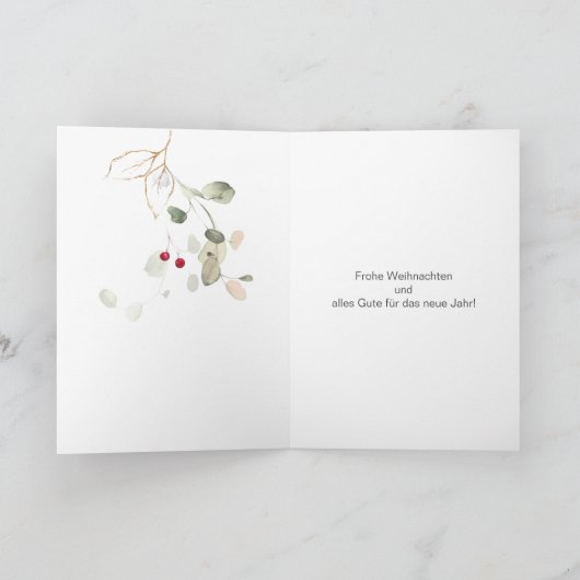 ドイツのクリスマスポイントセティアパインホリーガーランド シーズンカード (内部)