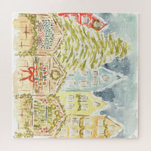 ドイツのクリスマスマーケットウォーターカラージグソーパズル ジグソーパズル (横)