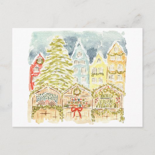 ドイツのクリスマスマーケット水彩旅行 インビテーションポストカード (正面)